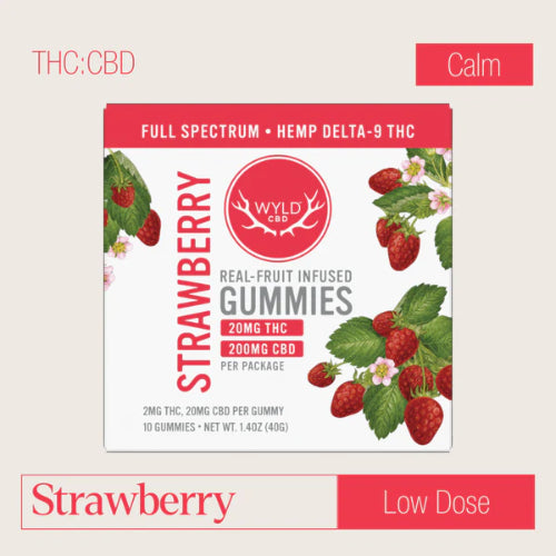 WYLD Strawberry 10:1 CBD:THC Gummies | Low Dose THC