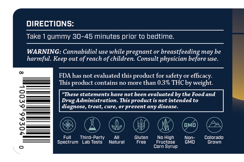 Receptra Naturals Serious Rest Gummies 25mg CBD + 3mg CBN per gummy - 30ct