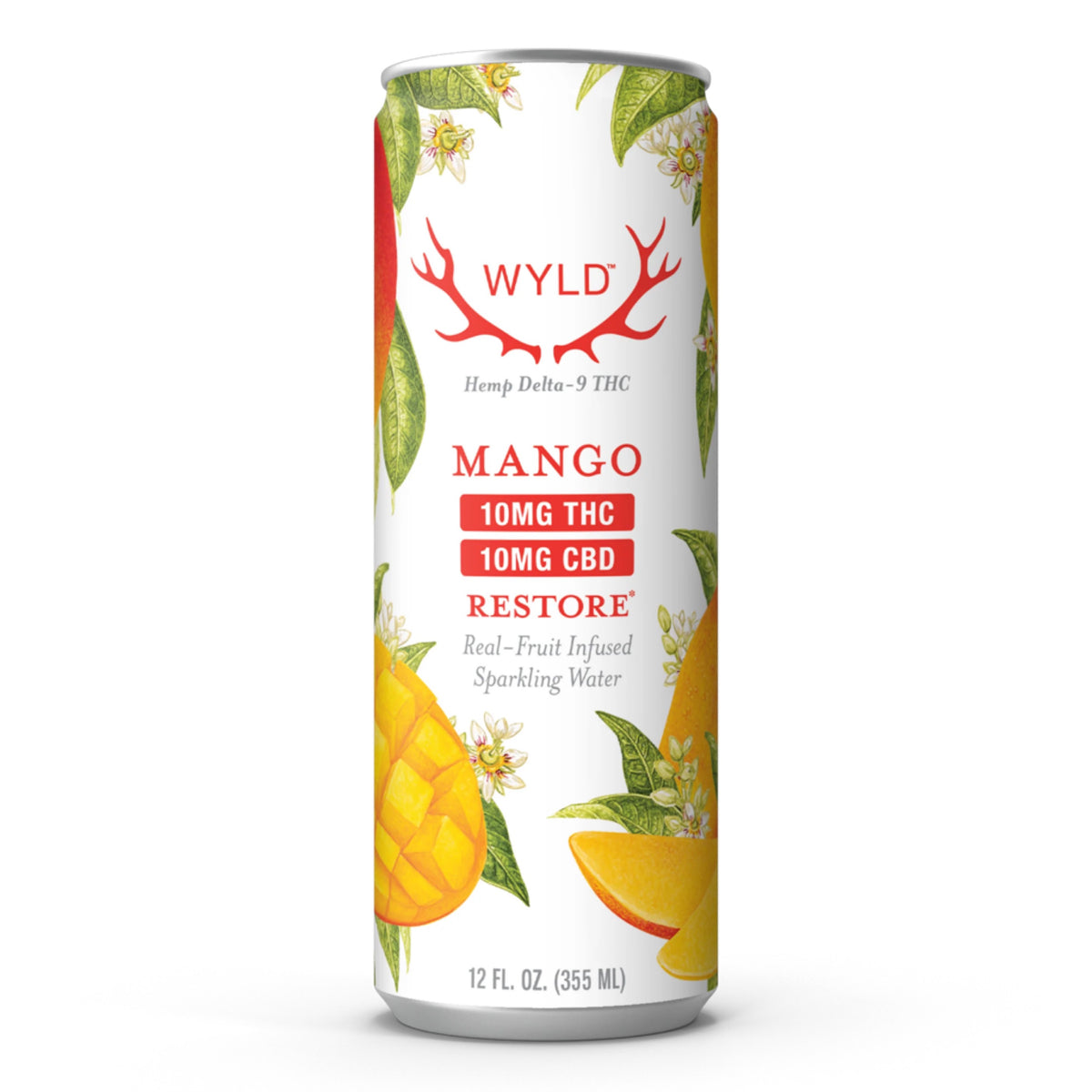 WYLD 10mg Mango Restore THC:CBD 1:1 Sparkling Water | Hemp THC