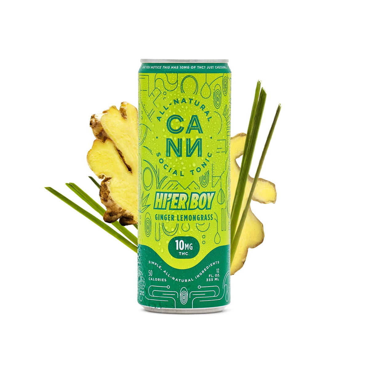 CANN Ginger Lemongrass Limited-Edition Hi'er Boy Cannabis-Infused Social Tonic 10mg THC