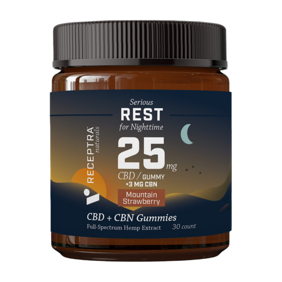 Receptra Naturals Serious Rest Gummies 25mg CBD + 3mg CBN per gummy - 30ct