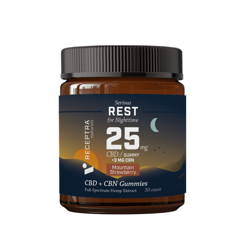 Receptra Naturals Serious Rest Gummies 25mg CBD + 3mg CBN per gummy - 30ct