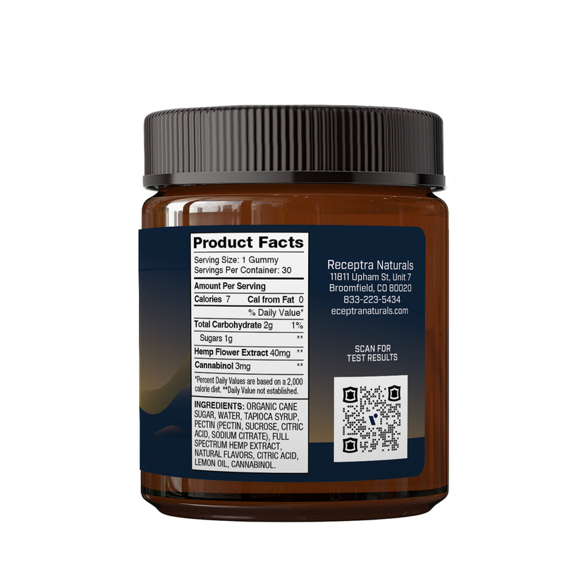 Receptra Naturals Serious Rest Gummies 25mg CBD + 3mg CBN per gummy - 30ct