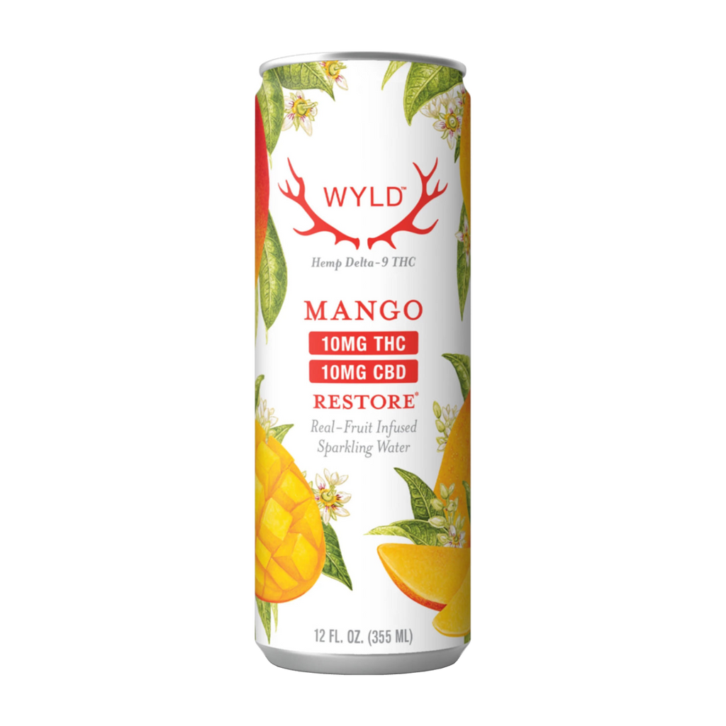 WYLD 10mg Mango Restore THC:CBD 1:1 Sparkling Water | Hemp THC